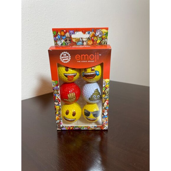 6-Pack Emoji Golf Balls With Fun Faces - Yellow Red & White - Official Emoji Bra - Picture 3 of 6